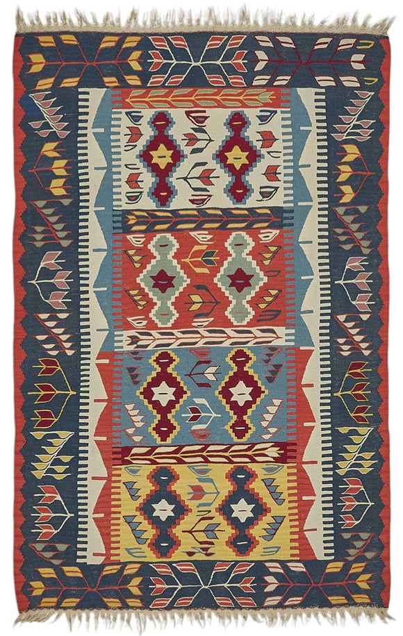 4x5 Handwoven Oushak Kilim Rug - 50479