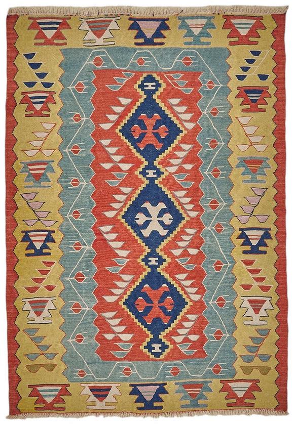 4x5 Handwoven Oushak Kilim Rug - 50480