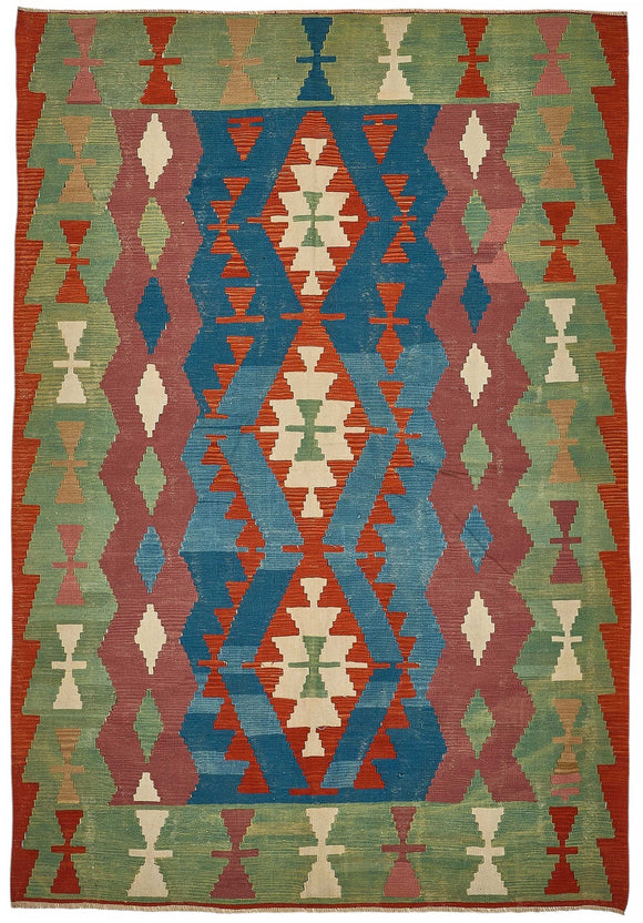 7x10 Handwoven Oushak Kilim Rug - 50526