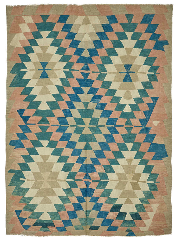 7x9 Handwoven Oushak Kilim Rug - 50569