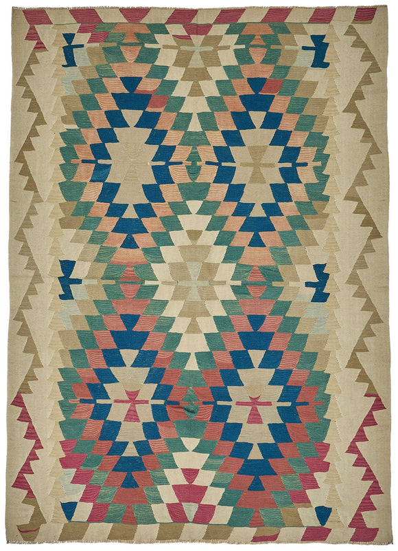 7x10 Handwoven Oushak Kilim Rug - 50573