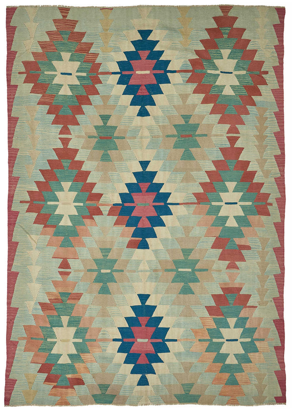 7x10 Handwoven Oushak Kilim Rug - 50642
