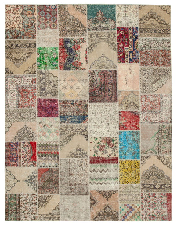 10' x 13' 2'' Hand-Knotted Turkish Patchwork Rug