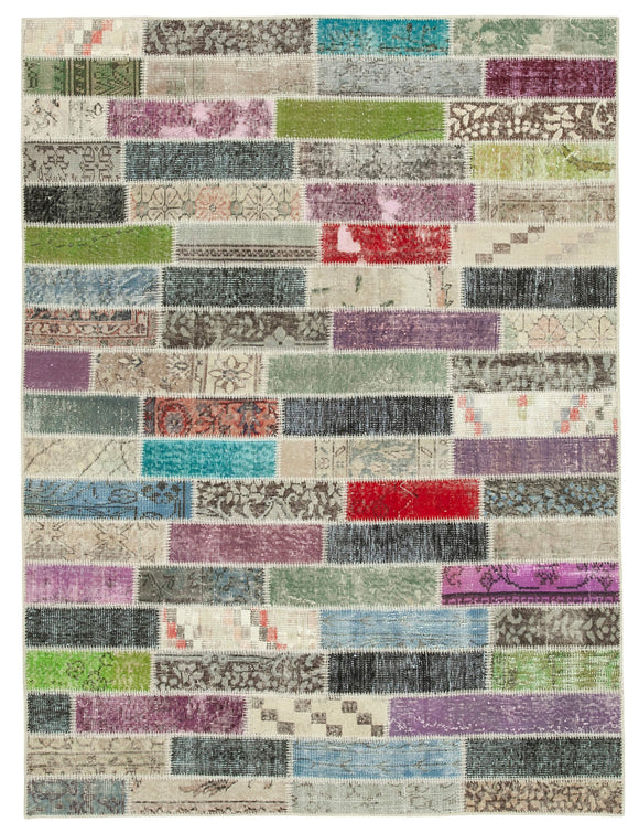 5' 8'' x 7' 7'' Hand-Knotted Turkish Patchwork Rug