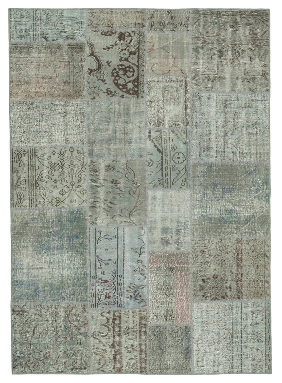 5' 7'' x 7' 10'' Hand-Knotted Turkish Patchwork Rug