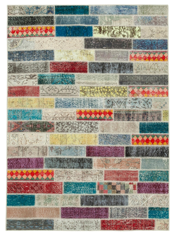5' 5'' x 7' 8'' Hand-Knotted Turkish Patchwork Rug