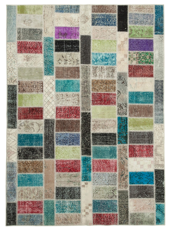 5' 10'' x 8' 1'' Hand-Knotted Turkish Patchwork Rug