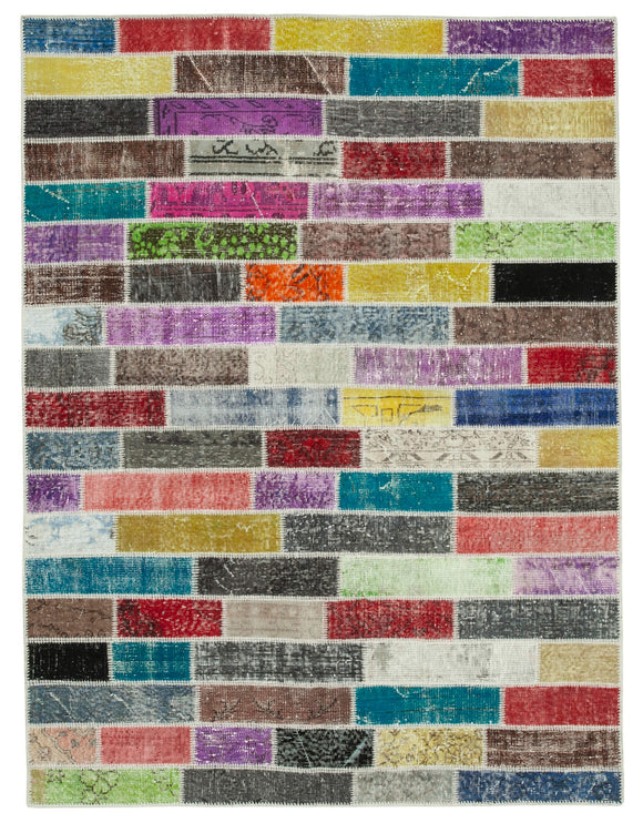 5' 8'' x 7' 7'' Hand-Knotted Turkish Patchwork Rug