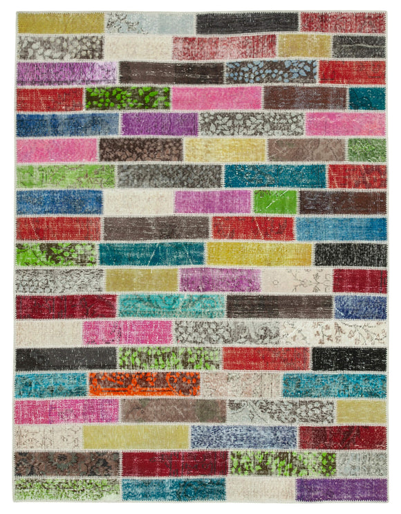 5' 9'' x 7' 5'' Hand-Knotted Turkish Patchwork Rug