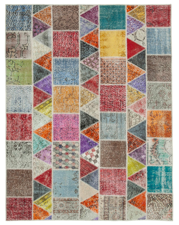 5' 11'' x 7' 7'' Hand-Knotted Turkish Patchwork Rug