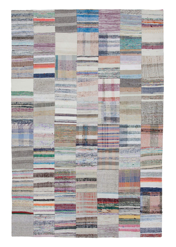 6' 7'' x 9' 11'' Vintage Turkish Patchwork Kilim Rug