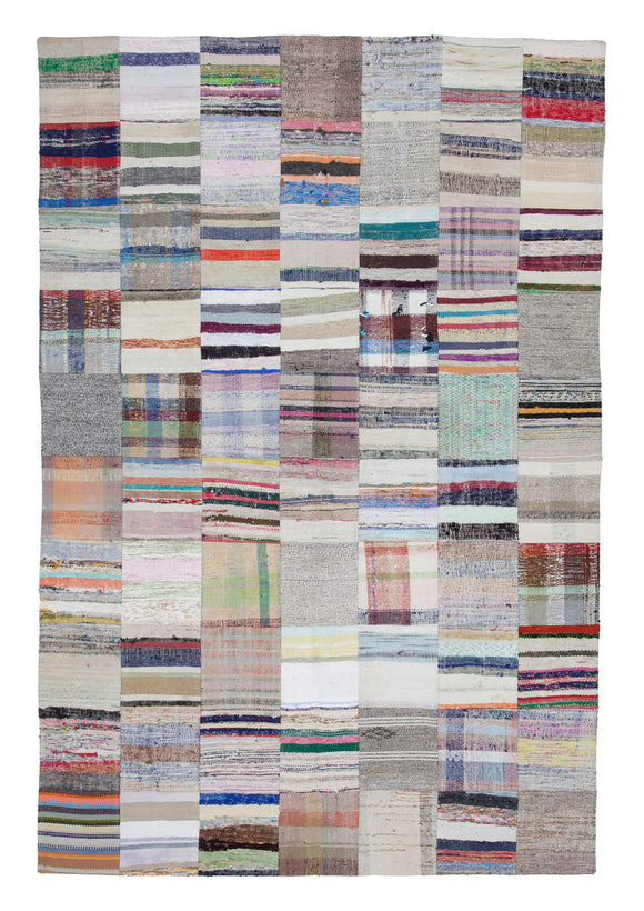 6' 7'' x 9' 9'' Vintage Turkish Patchwork Kilim Rug