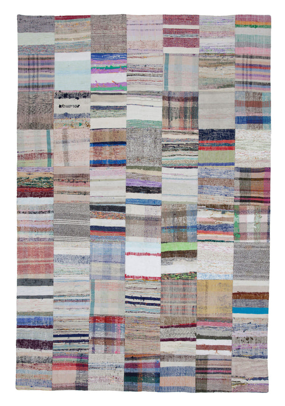 6' 7'' x 9' 9'' Vintage Turkish Patchwork Kilim Rug