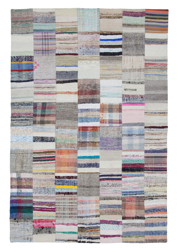 6' 7'' x 9' 9'' Vintage Turkish Patchwork Kilim Rug