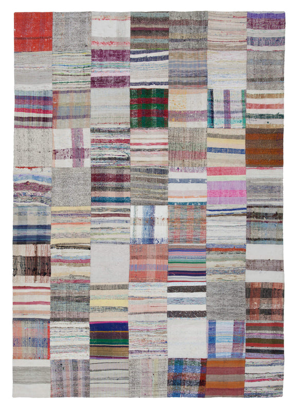 6' 11'' x 9' 10'' Vintage Turkish Patchwork Kilim Rug