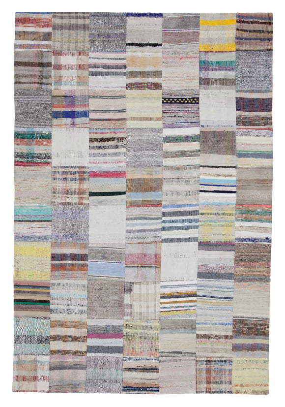 6' 7'' x 9' 10'' Vintage Turkish Patchwork Kilim Rug