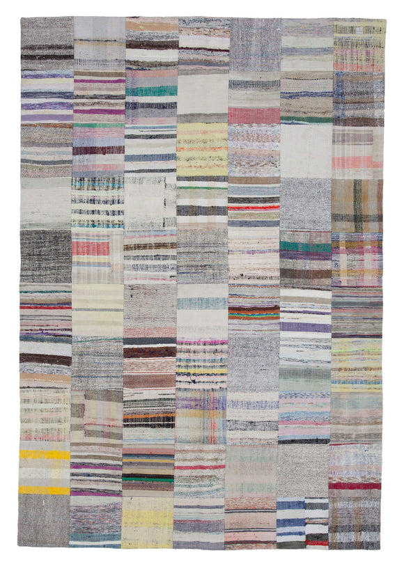 6' 8'' x 9' 10'' Vintage Turkish Patchwork Kilim Rug