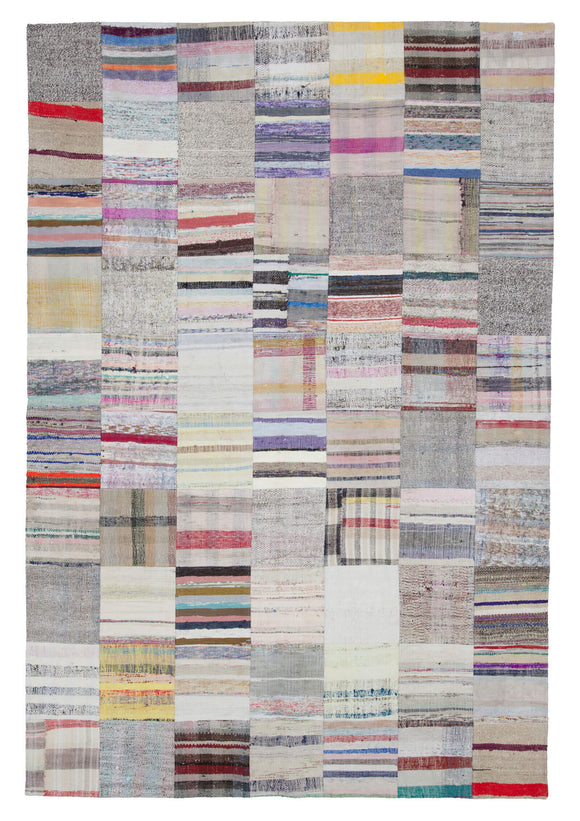 6' 8'' x 9' 10'' Vintage Turkish Patchwork Kilim Rug