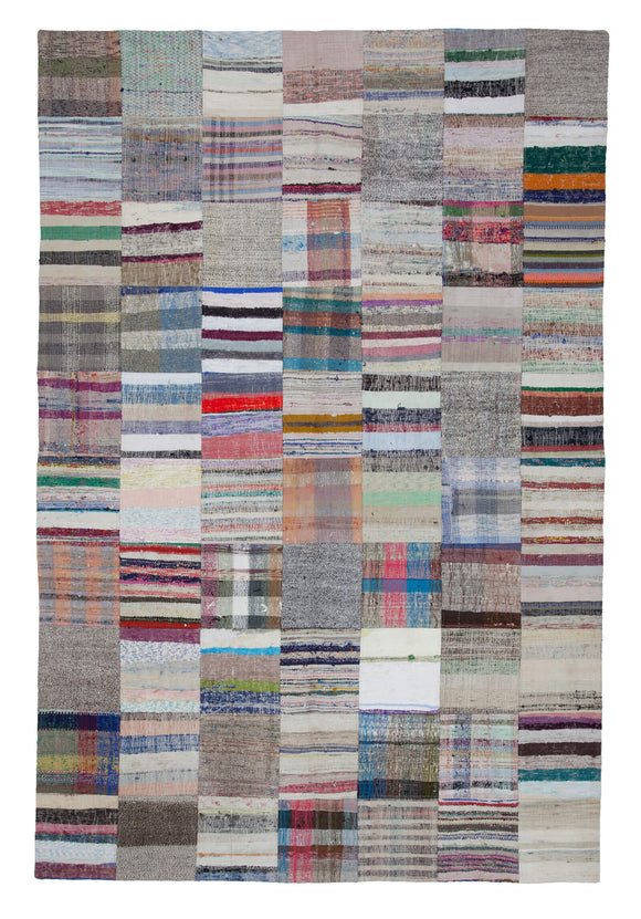 6' 7'' x 9' 11'' Vintage Turkish Patchwork Kilim Rug