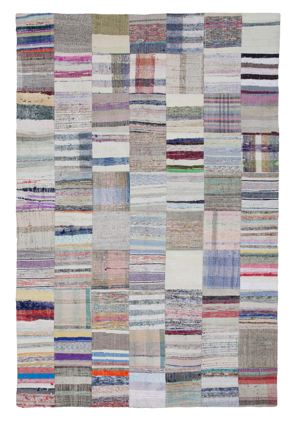 6' 7'' x 9' 10'' Vintage Turkish Patchwork Kilim Rug