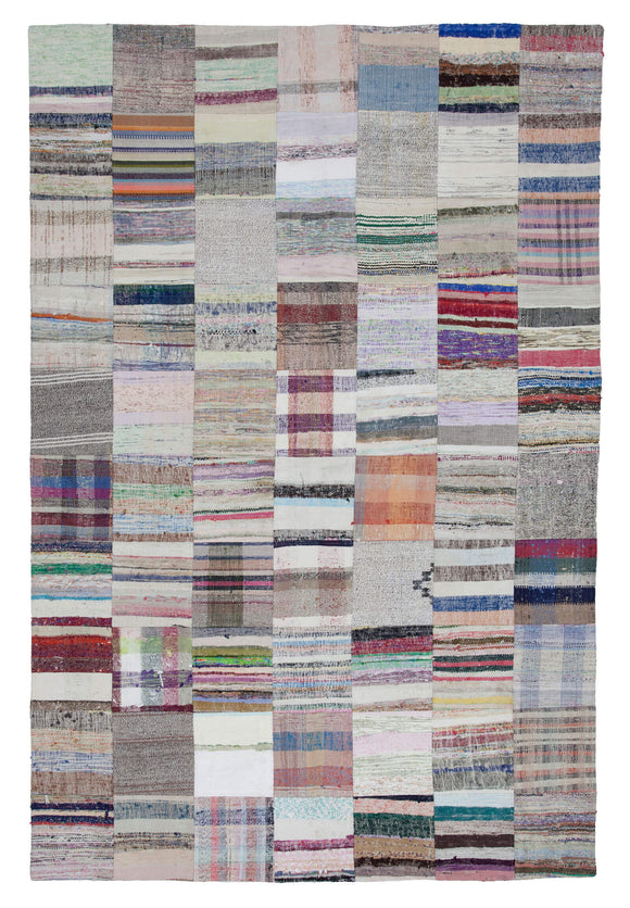 6' 7'' x 9' 11'' Vintage Turkish Patchwork Kilim Rug