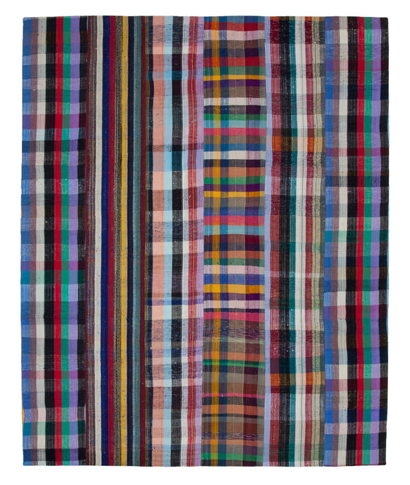 8' 2'' x 10' 1'' Vintage Turkish Patchwork Kilim Rug