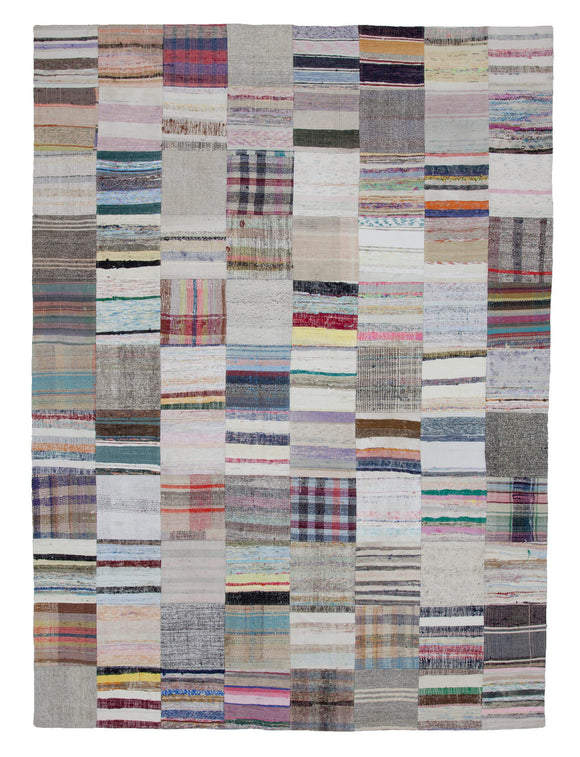 8' 2'' x 11' 1'' Vintage Turkish Patchwork Kilim Rug