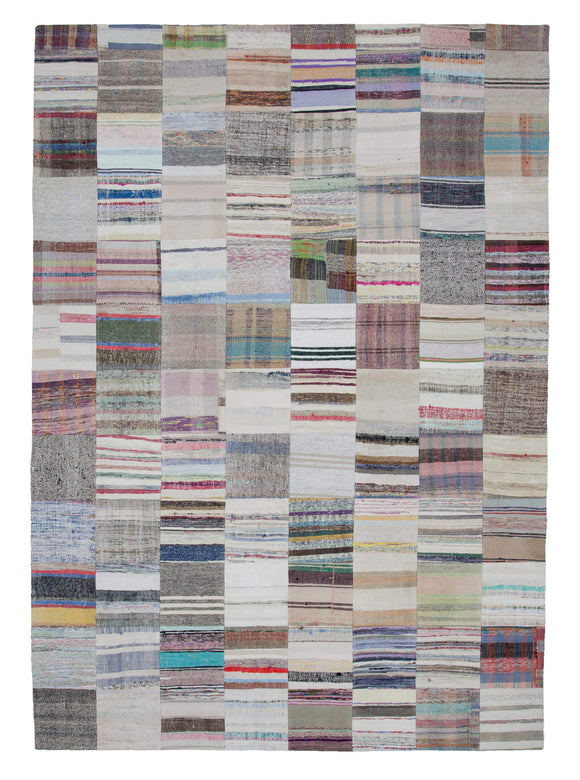 8' 2'' x 11' 6'' Vintage Turkish Patchwork Kilim Rug