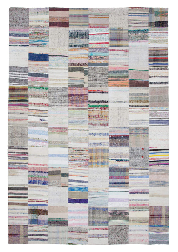 8' 2'' x 12' 2'' Vintage Turkish Patchwork Kilim Rug