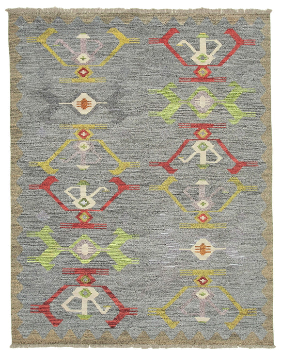 8' 1'' x 10' 3'' Handwoven Turkish Kilim Rug