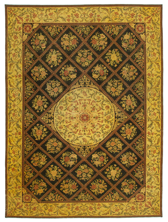 9' 7'' x 13' 3'' Yellow Vintage Hand-Knotted Persian Rug