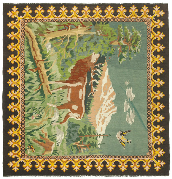 6' 11'' x 7' 1'' Traditional Kilim Rug