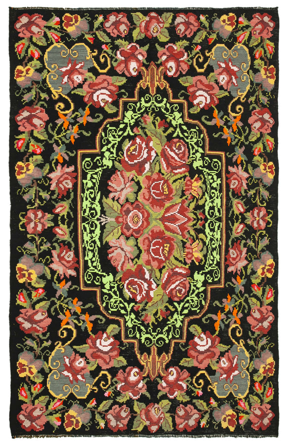 6' 2'' x 9' 6'' Moldovan Rose Floral Kilim Rug