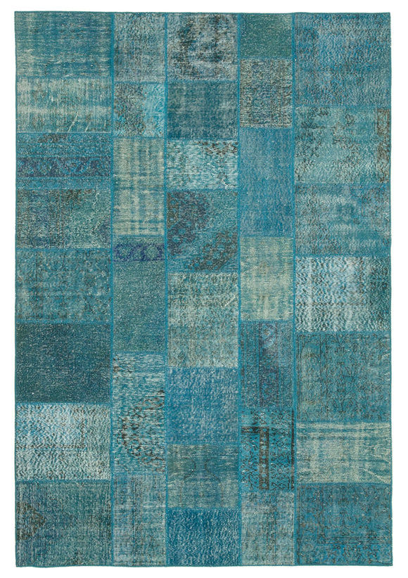 6' 7'' x 9' 9'' Hand-Knotted Turkish Patchwork Rug