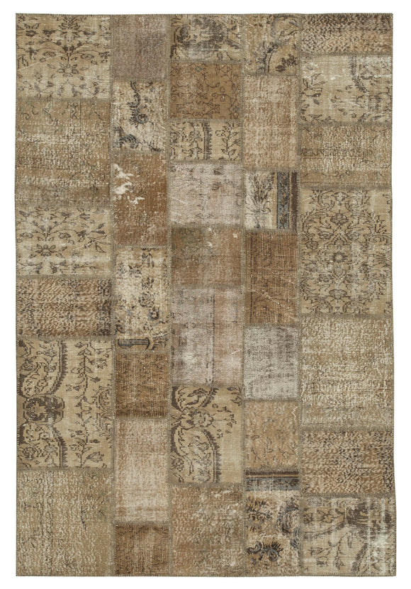 6' 7'' x 9' 11'' Hand-Knotted Turkish Patchwork Rug
