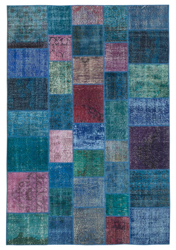 6' 8'' x 9' 10'' Hand-Knotted Turkish Patchwork Rug