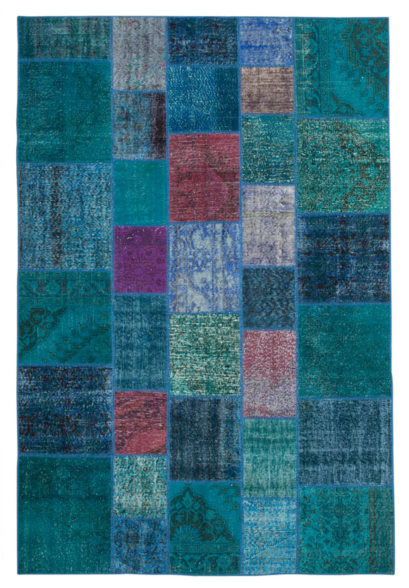 6' 8'' x 9' 10'' Hand-Knotted Turkish Patchwork Rug
