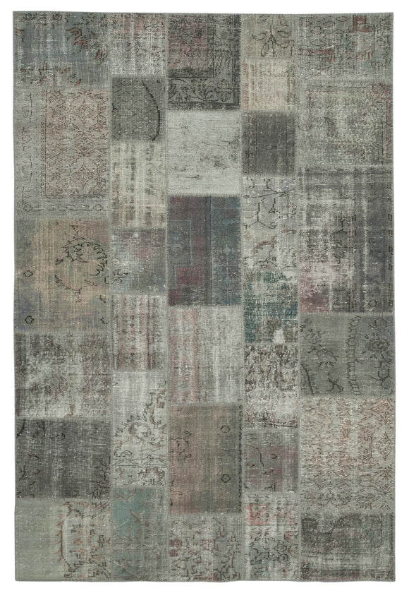 6' 8'' x 9' 10'' Hand-Knotted Turkish Patchwork Rug