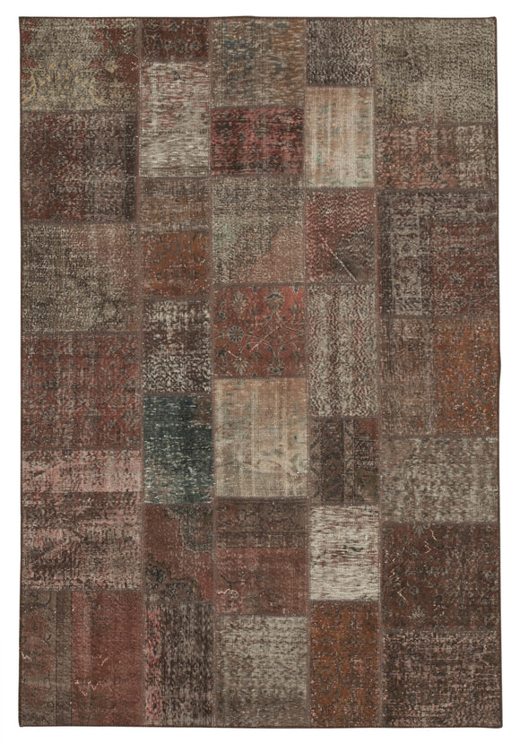 6' 8'' x 9' 9'' Hand-Knotted Turkish Patchwork Rug