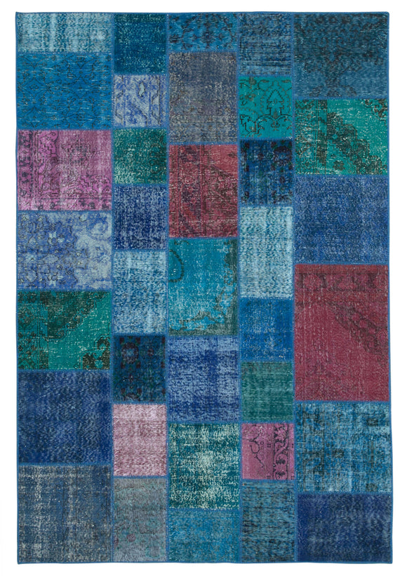 6' 8'' x 9' 10'' Hand-Knotted Turkish Patchwork Rug