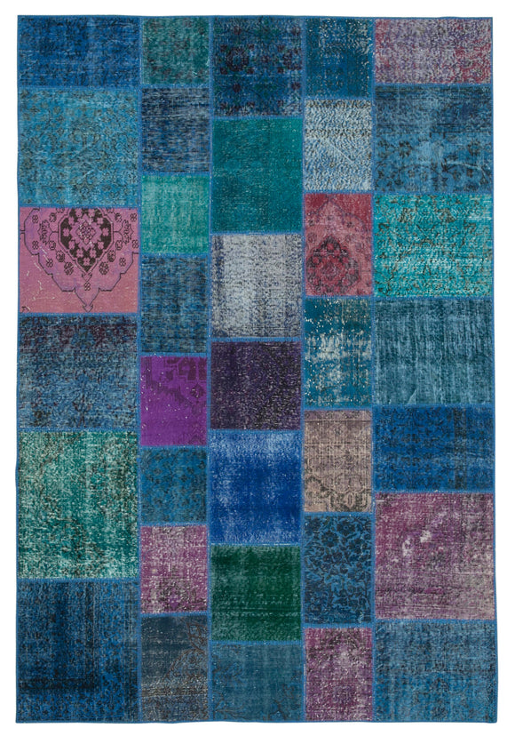 6' 8'' x 9' 10'' Hand-Knotted Turkish Patchwork Rug