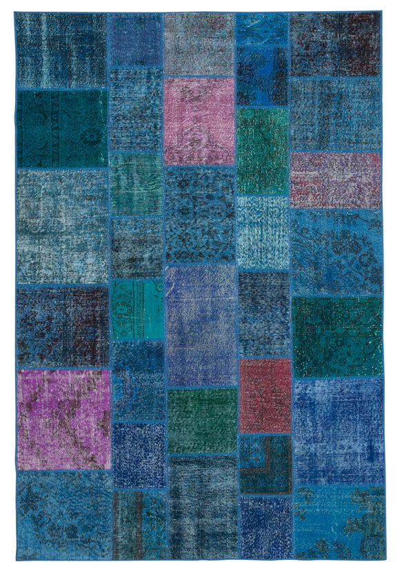 6' 8'' x 9' 10'' Hand-Knotted Turkish Patchwork Rug
