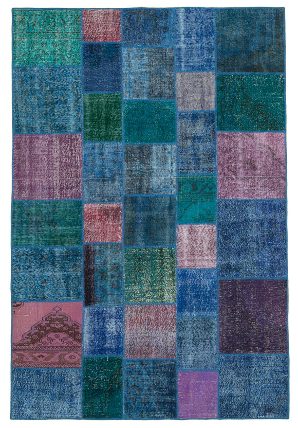 6' 8'' x 9' 10'' Hand-Knotted Turkish Patchwork Rug