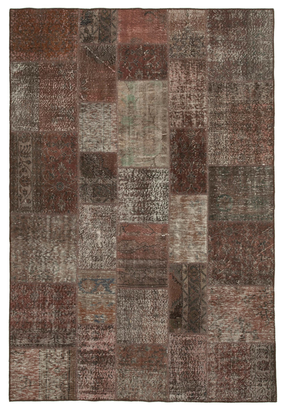 6' 8'' x 9' 10'' Hand-Knotted Turkish Patchwork Rug