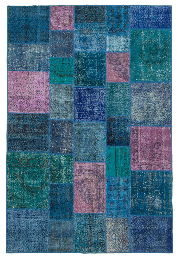 6' 8'' x 9' 10'' Hand-Knotted Turkish Patchwork Rug