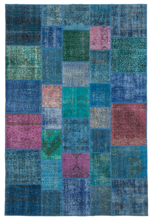 6' 9'' x 9' 10'' Hand-Knotted Turkish Patchwork Rug