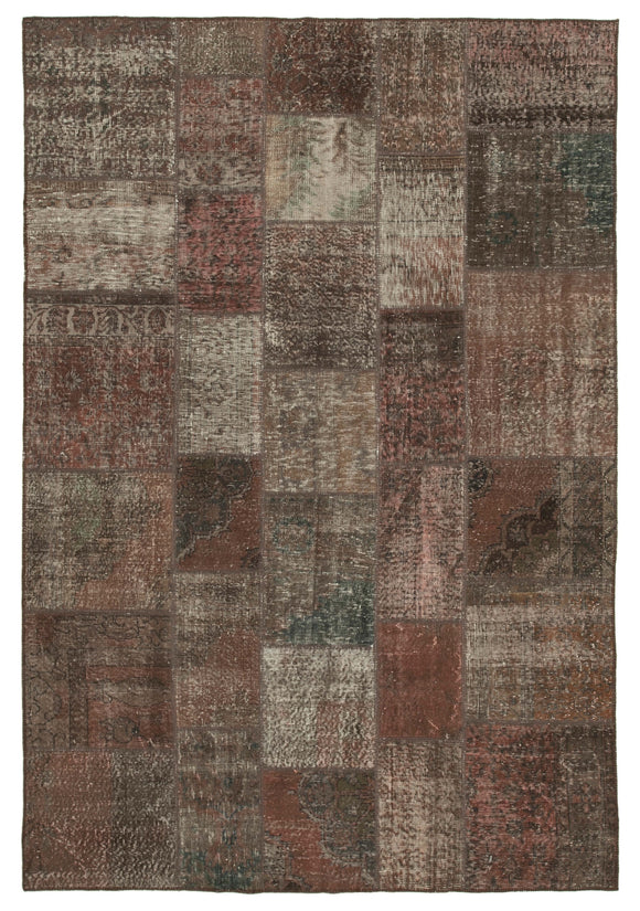 6' 7'' x 9' 9'' Hand-Knotted Turkish Patchwork Rug