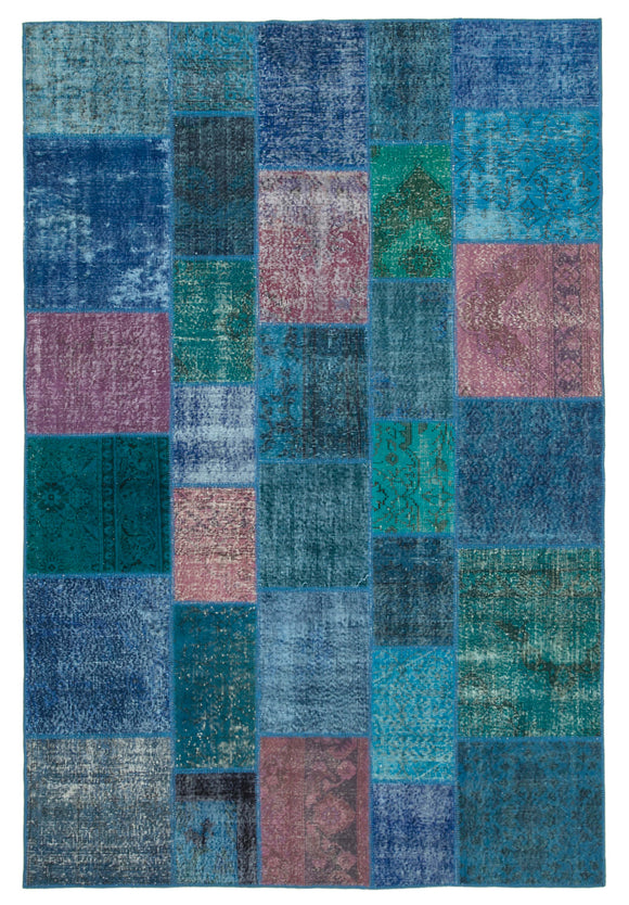 6' 8'' x 9' 10'' Hand-Knotted Turkish Patchwork Rug