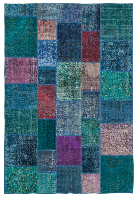 6' 7'' x 9' 8'' Hand-Knotted Turkish Patchwork Rug
