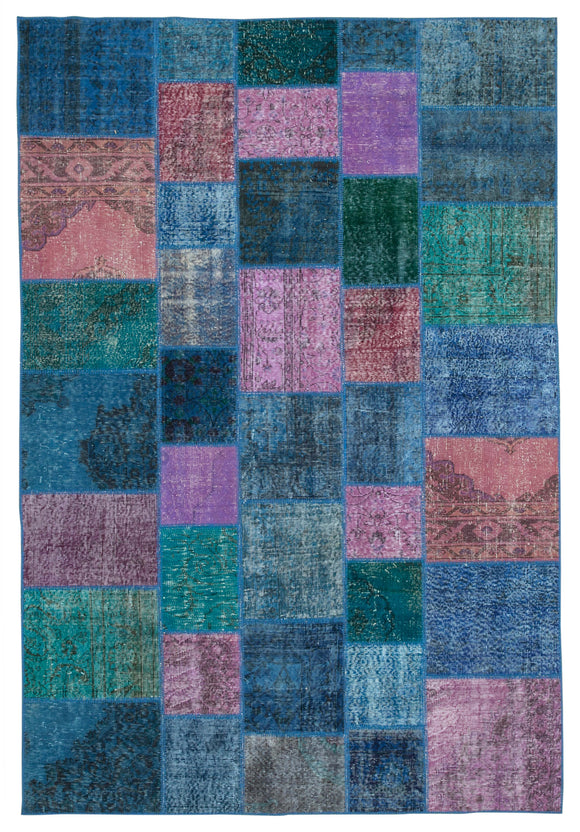 6' 8'' x 9' 10'' Hand-Knotted Turkish Patchwork Rug